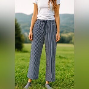 EDIKTED Blue & White Pinstripe Linen Pants - Size XS